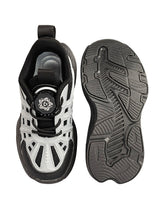 Black Synthetic Leather Rotating Button Closure Sneakers For Kids-Unisex (TC-L9966-BLK)