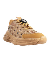 Khaki Synthetic Leather Rotating Button Closure Sneakers For Kids-Unisex (TC-L9966-KHA)