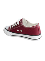 Burgundy Canvas Top Design And Durable Sole Lace-Up Sneakers For Kids-Unisex (TC-LKCAN3-BUR)