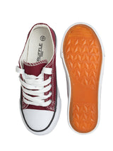 Burgundy Canvas Top Design And Durable Sole Lace-Up Sneakers For Kids-Unisex (TC-LKCAN3-BUR)