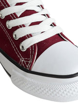 Burgundy Canvas Top Design And Durable Sole Lace-Up Sneakers For Kids-Unisex (TC-LKCAN3-BUR)