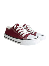 Burgundy Canvas Top Design And Durable Sole Lace-Up Sneakers For Kids-Unisex (TC-LKCAN3-BUR)