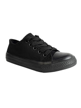 Black Canvas Top Design And Durable Sole Lace-Up Sneakers For Kids-Unisex (TC-LKCAN3-TOTBLK)