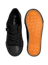 Black Canvas Top Design And Durable Sole Lace-Up Sneakers For Kids-Unisex (TC-LKCAN3-TOTBLK)