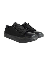 Black Canvas Top Design And Durable Sole Lace-Up Sneakers For Kids-Unisex (TC-LKCAN3-TOTBLK)