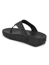 Black PU Glitter Comfort Flats (TC-LLE-9162-BLK)