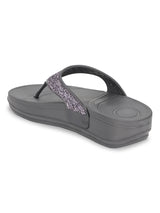 Grey PU Glitter Comfort Flats (TC-LLE-9162-GRY)