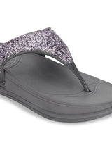 Grey PU Glitter Comfort Flats (TC-LLE-9162-GRY)