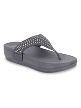 Grey PU Diamanté Comfort Flats (TC-LLE-9163-GRY)