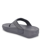 Grey PU Diamanté Comfort Flats (TC-LLE-9163-GRY)