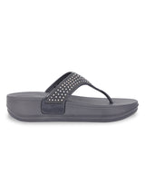 Grey PU Diamanté Comfort Flats (TC-LLE-9163-GRY)