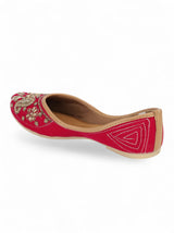 Magenta Suede Leather Embellished Mojaris Flats (TC-LSH-9317-MAG)