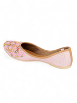 Pink Synthetic Leather Embellished Mojaris Flats (TC-LSH-9318-PNK)