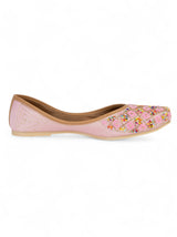 Pink Synthetic Leather Embellished Mojaris Flats (TC-LSH-9318-PNK)