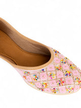 Pink Synthetic Leather Embellished Mojaris Flats (TC-LSH-9318-PNK)