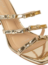 Light Gold Patent Leather Stiletto Sandals with Bows (TC-M4518-24-LGLD)
