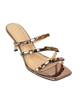 Pewter Patent Leather Stiletto Sandals with Bows (TC-M4518-24-PEW)