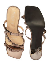 Pewter Patent Leather Stiletto Sandals with Bows (TC-M4518-24-PEW)