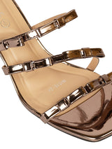 Pewter Patent Leather Stiletto Sandals with Bows (TC-M4518-24-PEW)