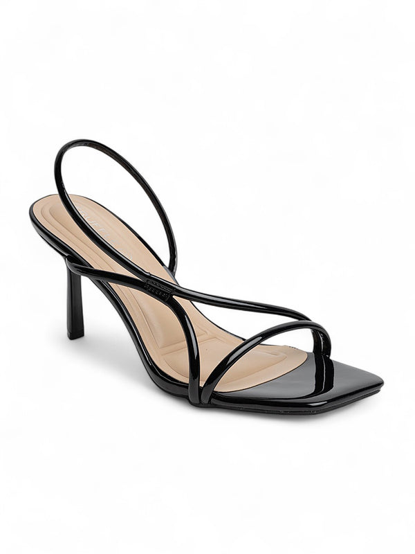 Black Patent Leather Stiletto Heel Sandals (TC-M4518-7-BLK)