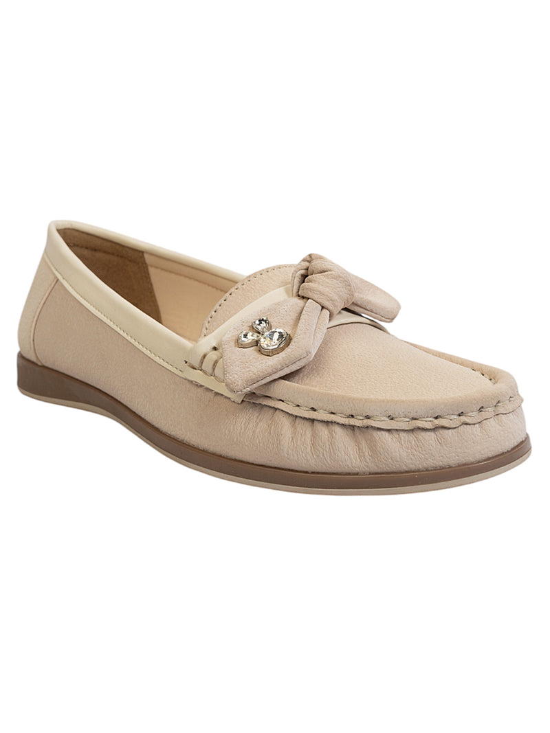 Beige Synthetic Leather Stylish Loafers (TC-MD-2403-BEIG)