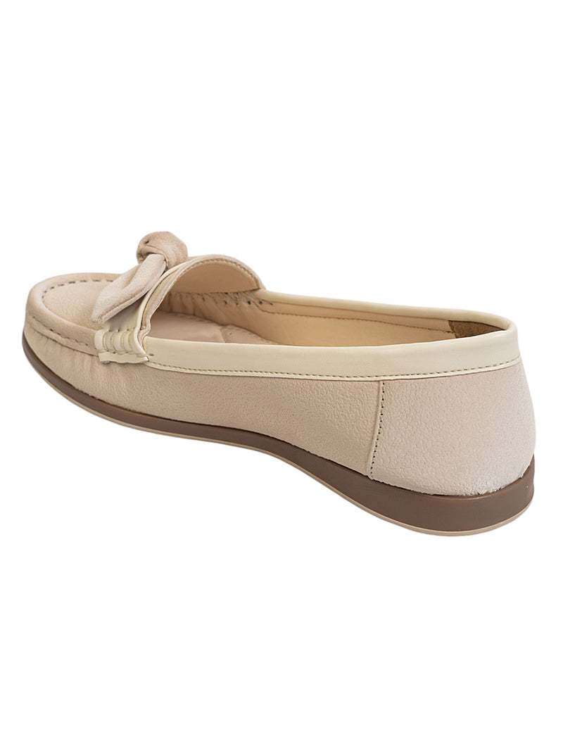 Beige Synthetic Leather Stylish Loafers (TC-MD-2403-BEIG)
