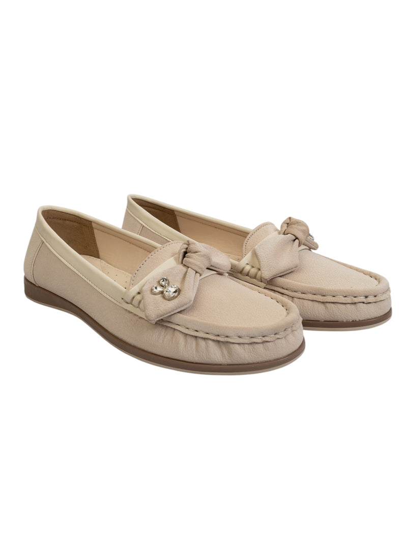 Beige Synthetic Leather Stylish Loafers (TC-MD-2403-BEIG)