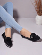 Black Synthetic Leather Stylish Loafers (TC-MD-2403-BLK)