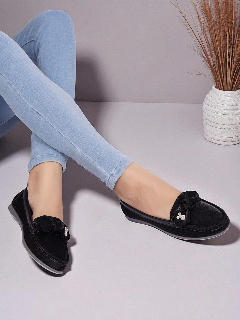 Black Synthetic Leather Stylish Loafers (TC-MD-2403-BLK)