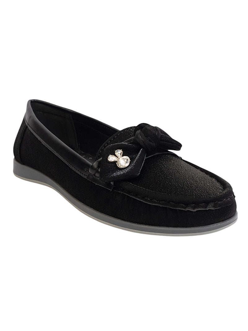 Black Synthetic Leather Stylish Loafers (TC-MD-2403-BLK)