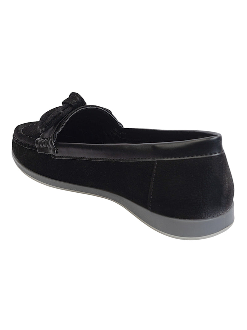Black Synthetic Leather Stylish Loafers (TC-MD-2403-BLK)