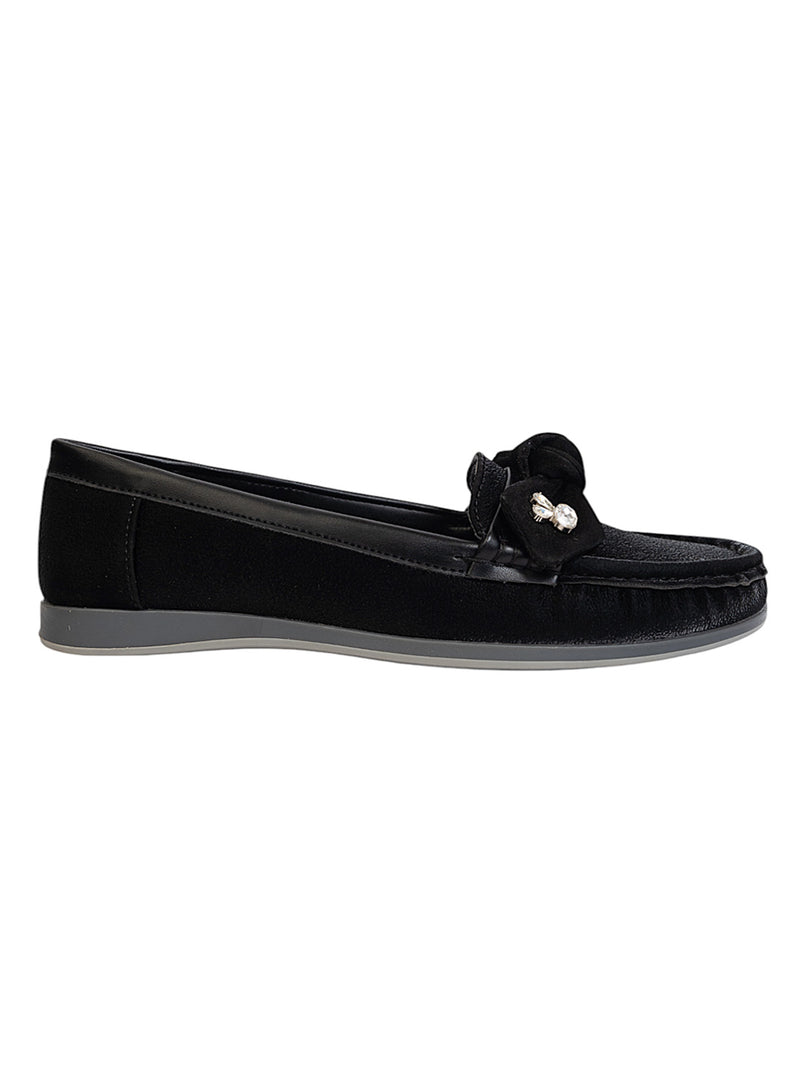 Black Synthetic Leather Stylish Loafers (TC-MD-2403-BLK)