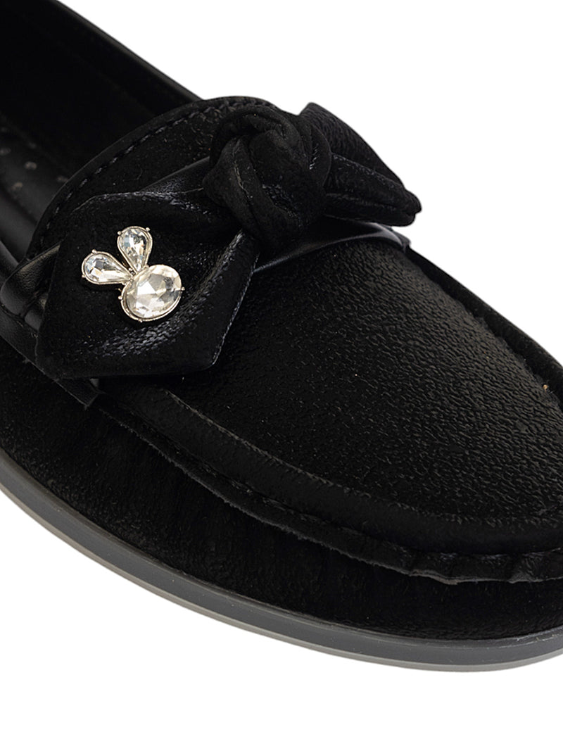 Black Synthetic Leather Stylish Loafers (TC-MD-2403-BLK)