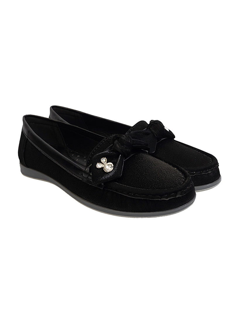 Black Synthetic Leather Stylish Loafers (TC-MD-2403-BLK)