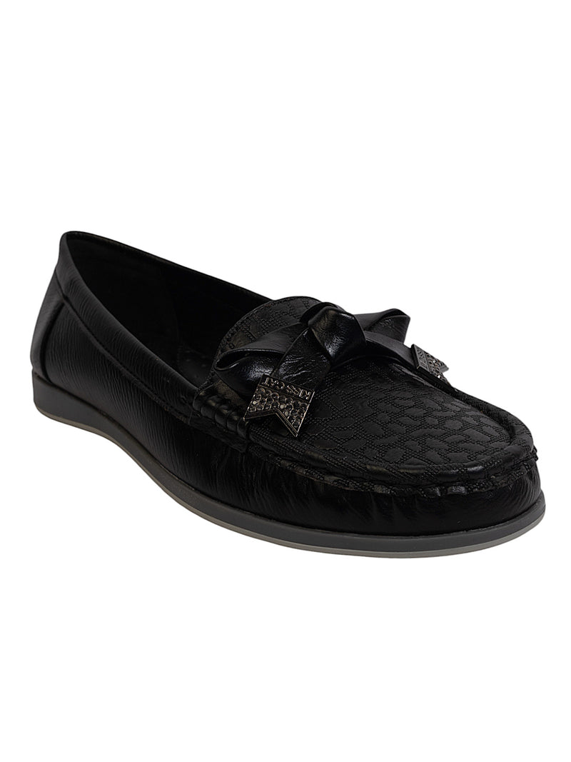 Black Synthetic Leather Stylish Loafers (TC-MD-2406-BLK)