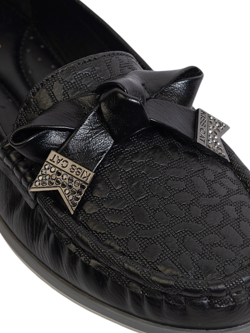 Black Synthetic Leather Stylish Loafers (TC-MD-2406-BLK)