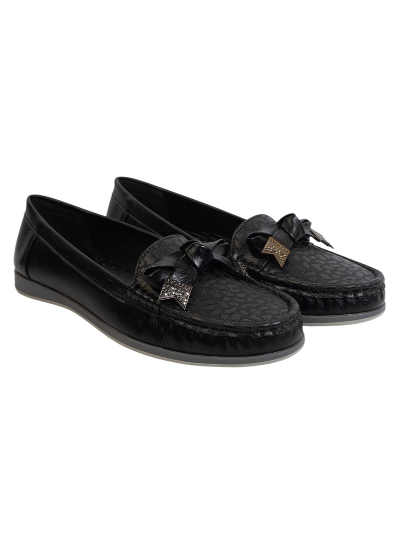 Black Synthetic Leather Stylish Loafers (TC-MD-2406-BLK)