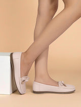 Cream Synthetic Leather Stylish Loafers (TC-MD-2406-CRM)