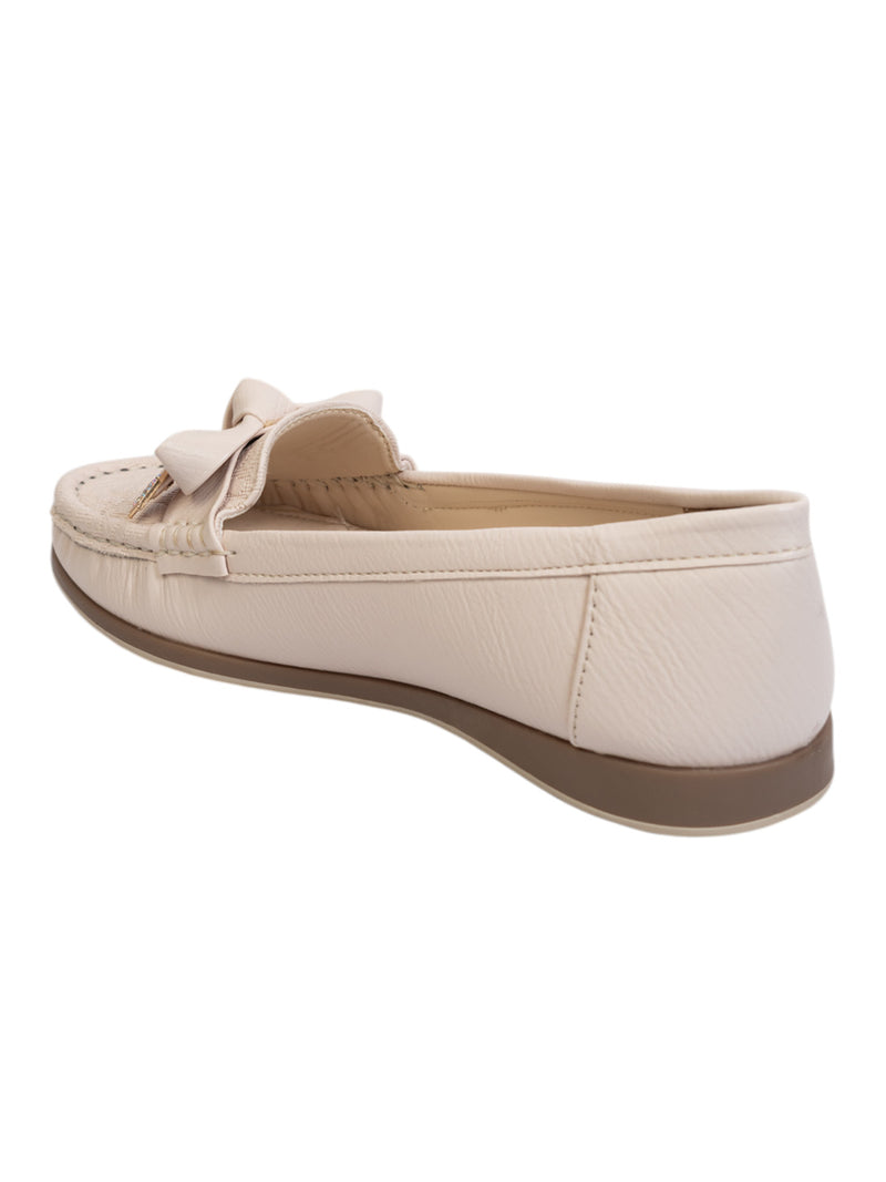 Cream Synthetic Leather Stylish Loafers (TC-MD-2406-CRM)