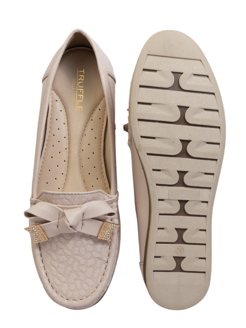 Cream Synthetic Leather Stylish Loafers (TC-MD-2406-CRM)