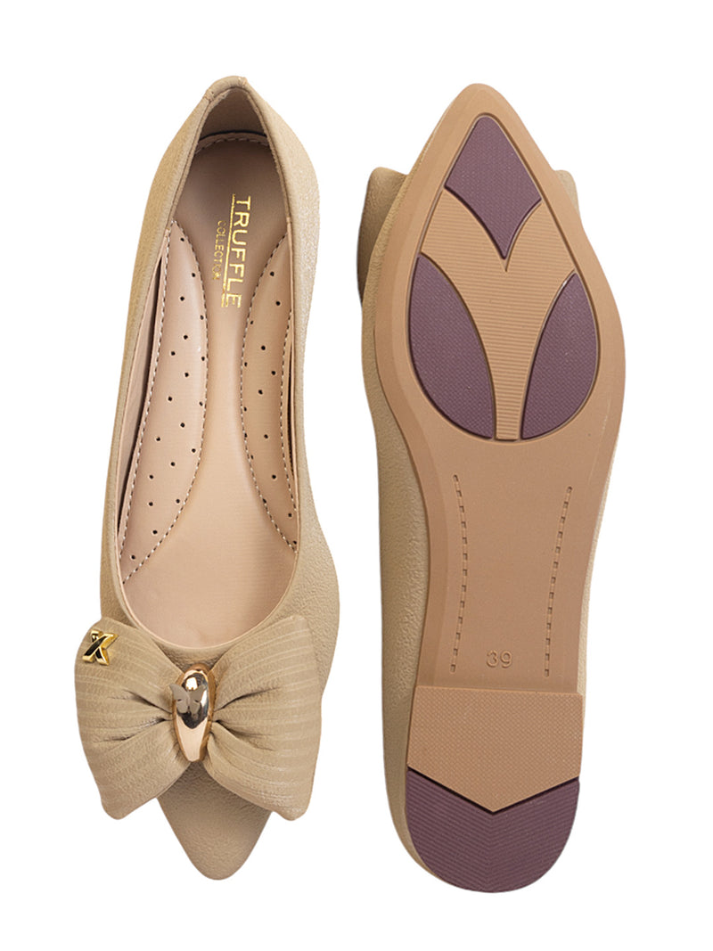 Beige Synthetic Leather Flat Ballerina (TC-MD-2710-BEIG)