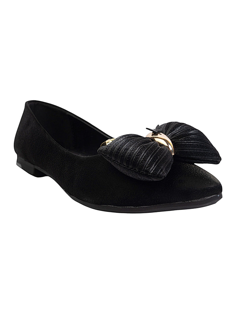 Black Synthetic Leather Flat Ballerina (TC-MD-2710-BLK)