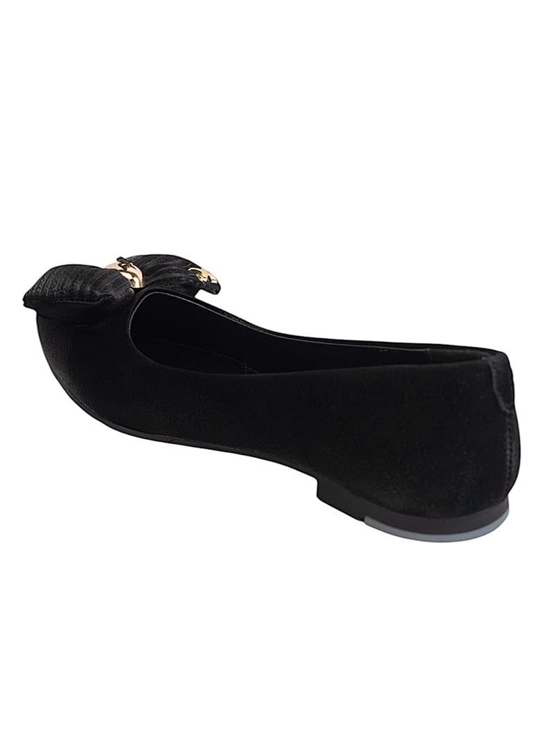Black Synthetic Leather Flat Ballerina (TC-MD-2710-BLK)