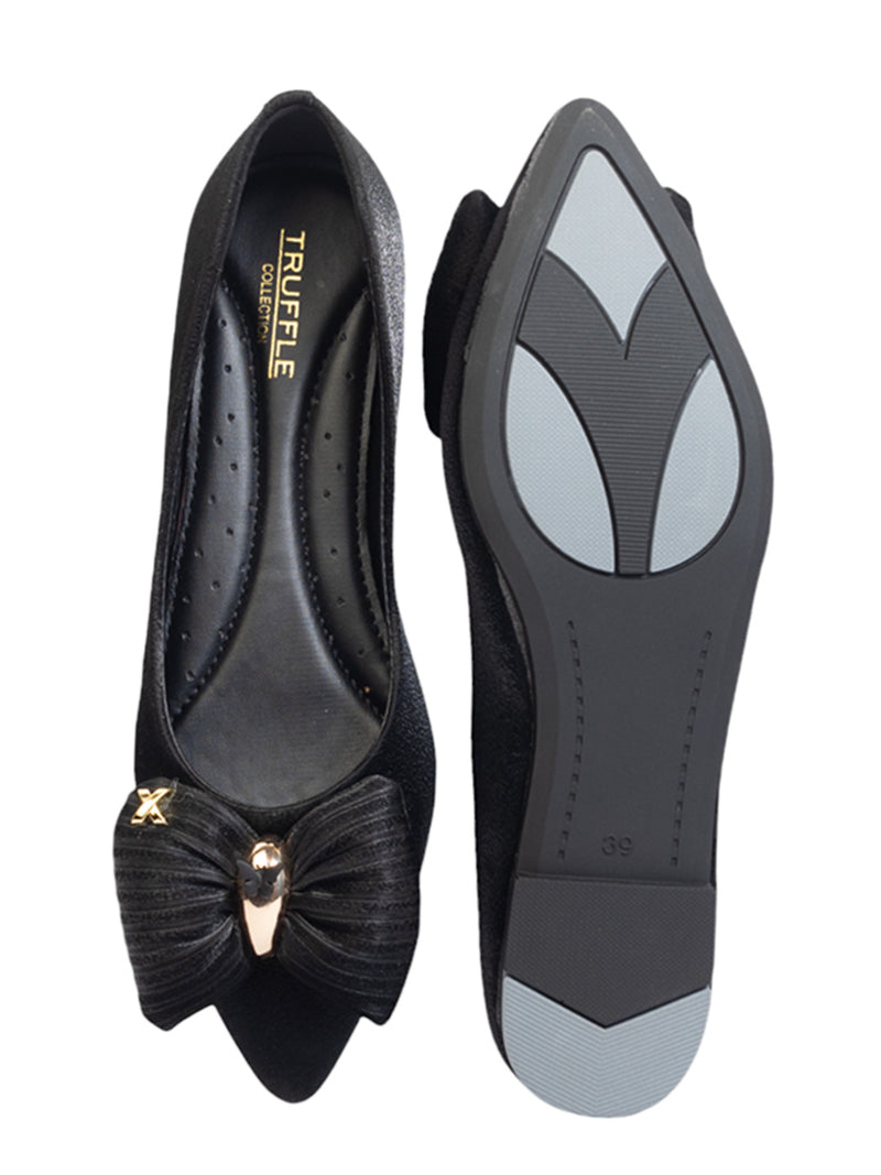Black Synthetic Leather Flat Ballerina (TC-MD-2710-BLK)