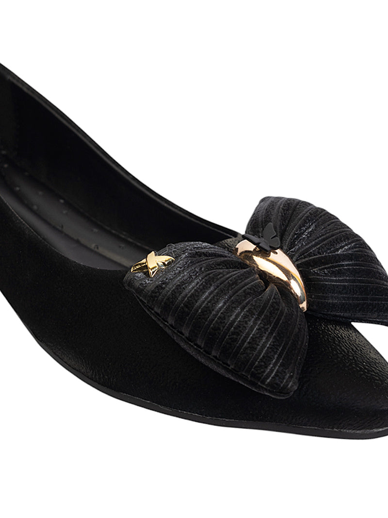 Black Synthetic Leather Flat Ballerina (TC-MD-2710-BLK)