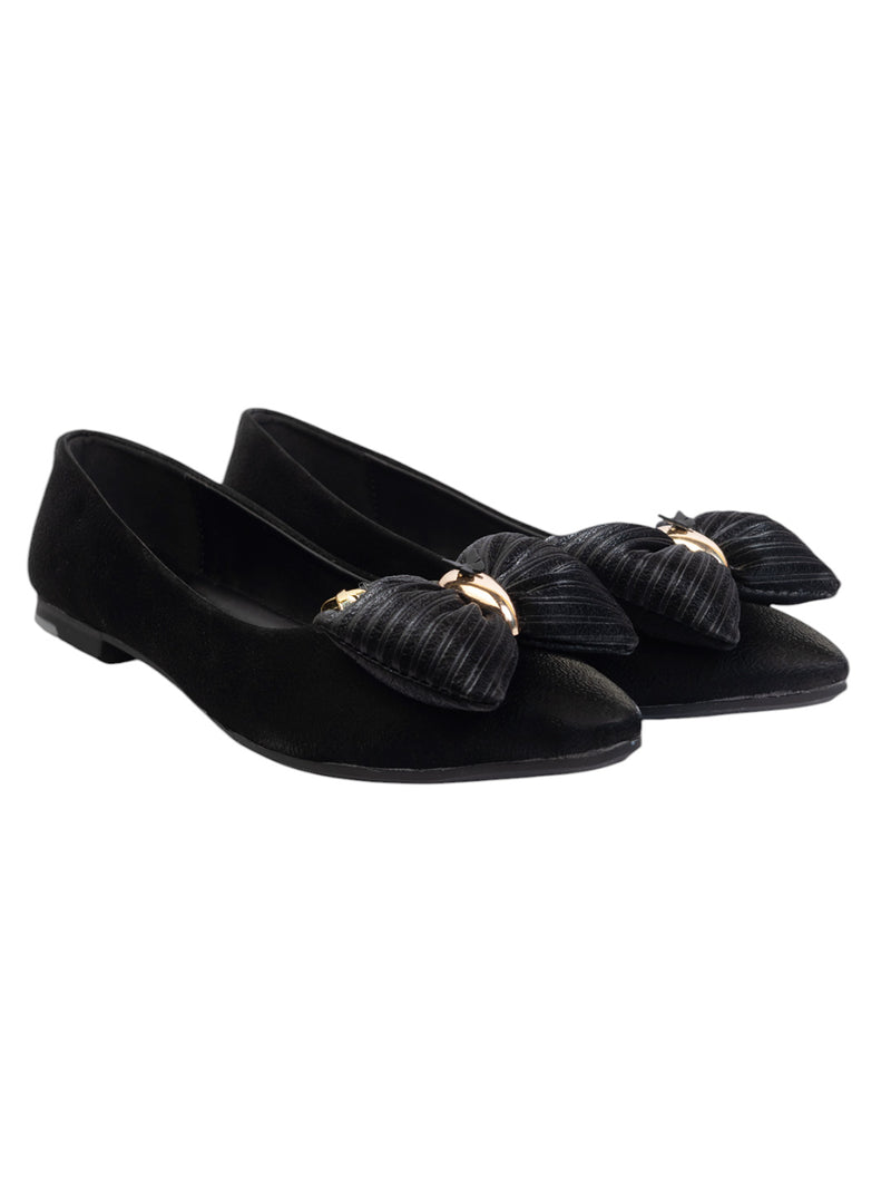 Black Synthetic Leather Flat Ballerina (TC-MD-2710-BLK)