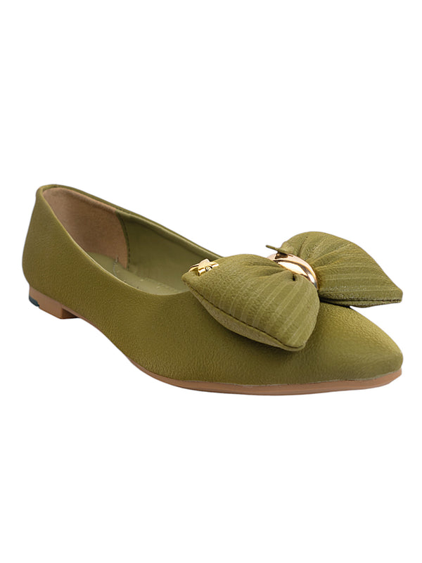 Olive Green Synthetic Leather Flat Ballerina (TC-MD-2710-OLI)