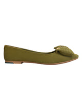 Olive Green Synthetic Leather Flat Ballerina (TC-MD-2710-OLI)