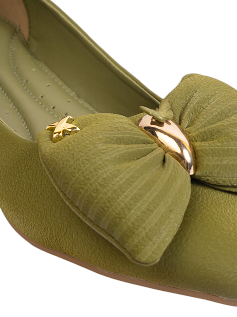 Olive Green Synthetic Leather Flat Ballerina (TC-MD-2710-OLI)