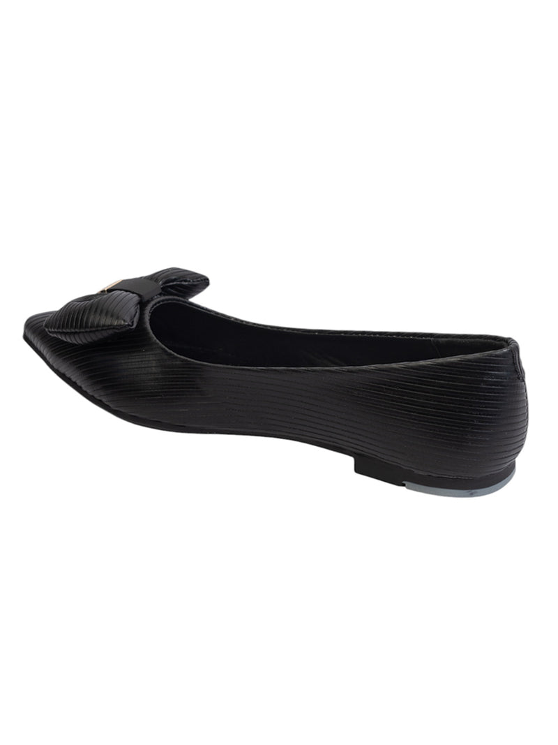 Black Synthetic Leather Flat Ballerina (TC-MD-301-BLK)